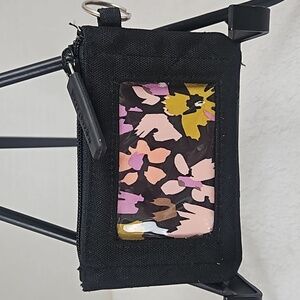 Vera Bradley | Quilted Black Floral Zip Outer ID Key Case